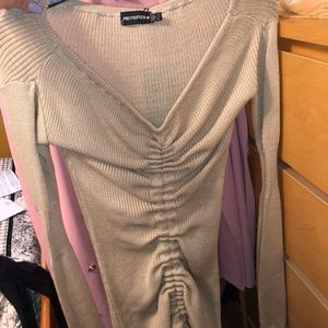 Long sleeve ruched dress